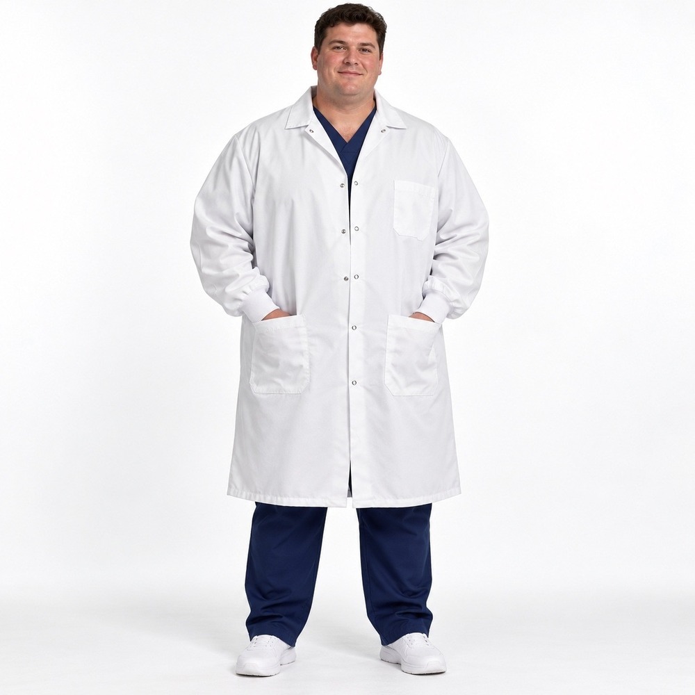 Red Kap Mens White Lab Coat Snap Front Ribbed Cuffs 4XL